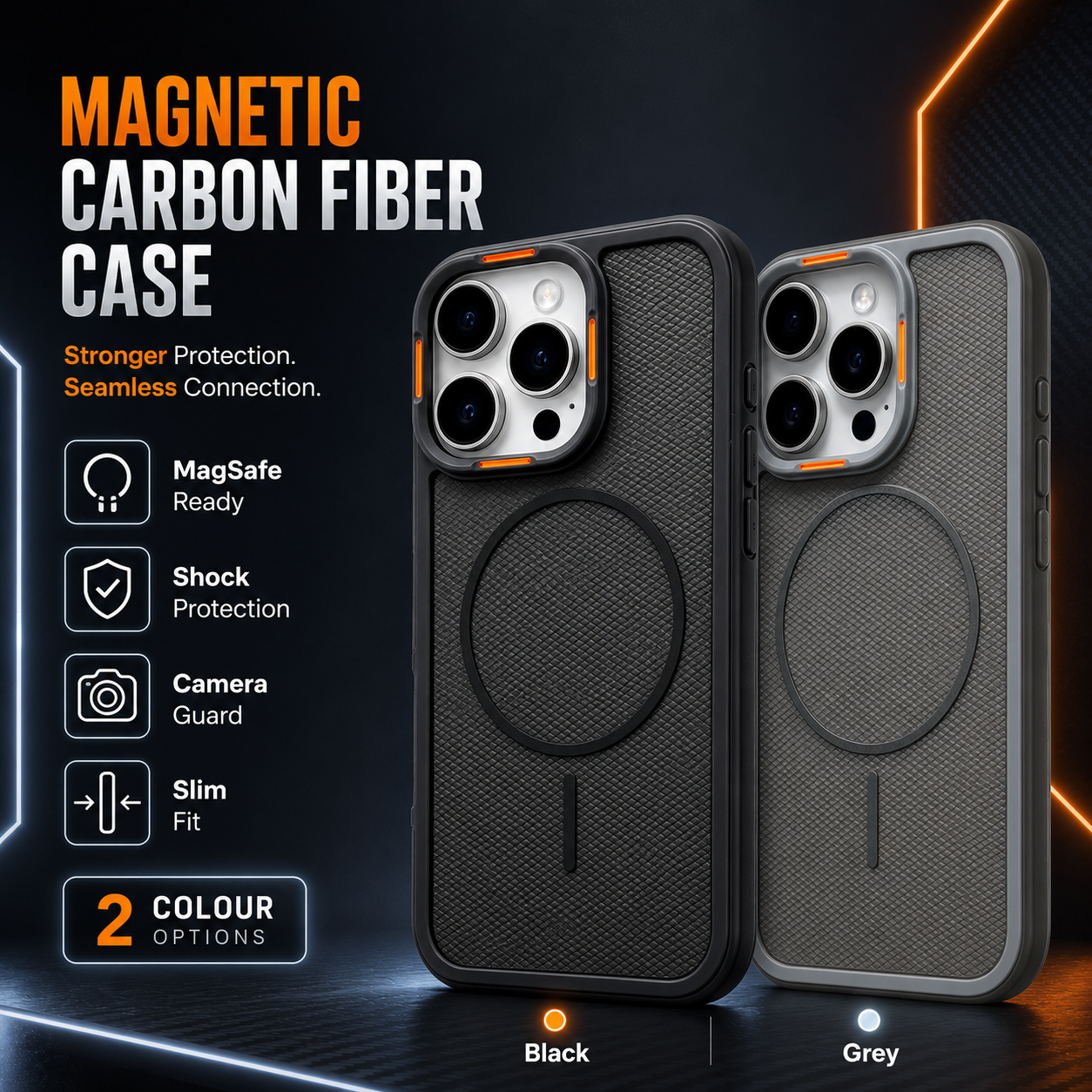 Magnetic Carbon Fiber Case Compatible with iPhone