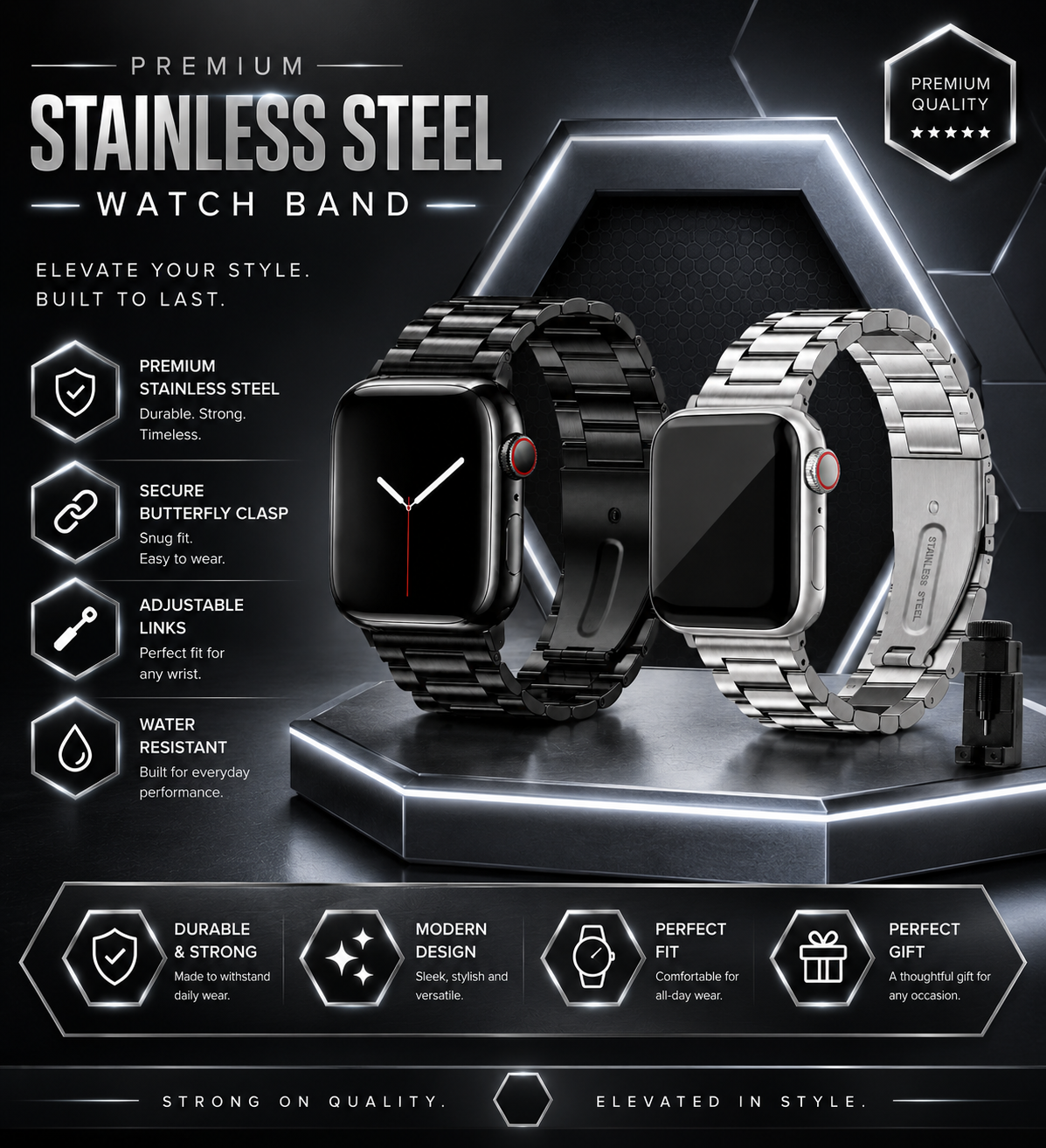 Stainless Steel Band Compatible with Apple Watch