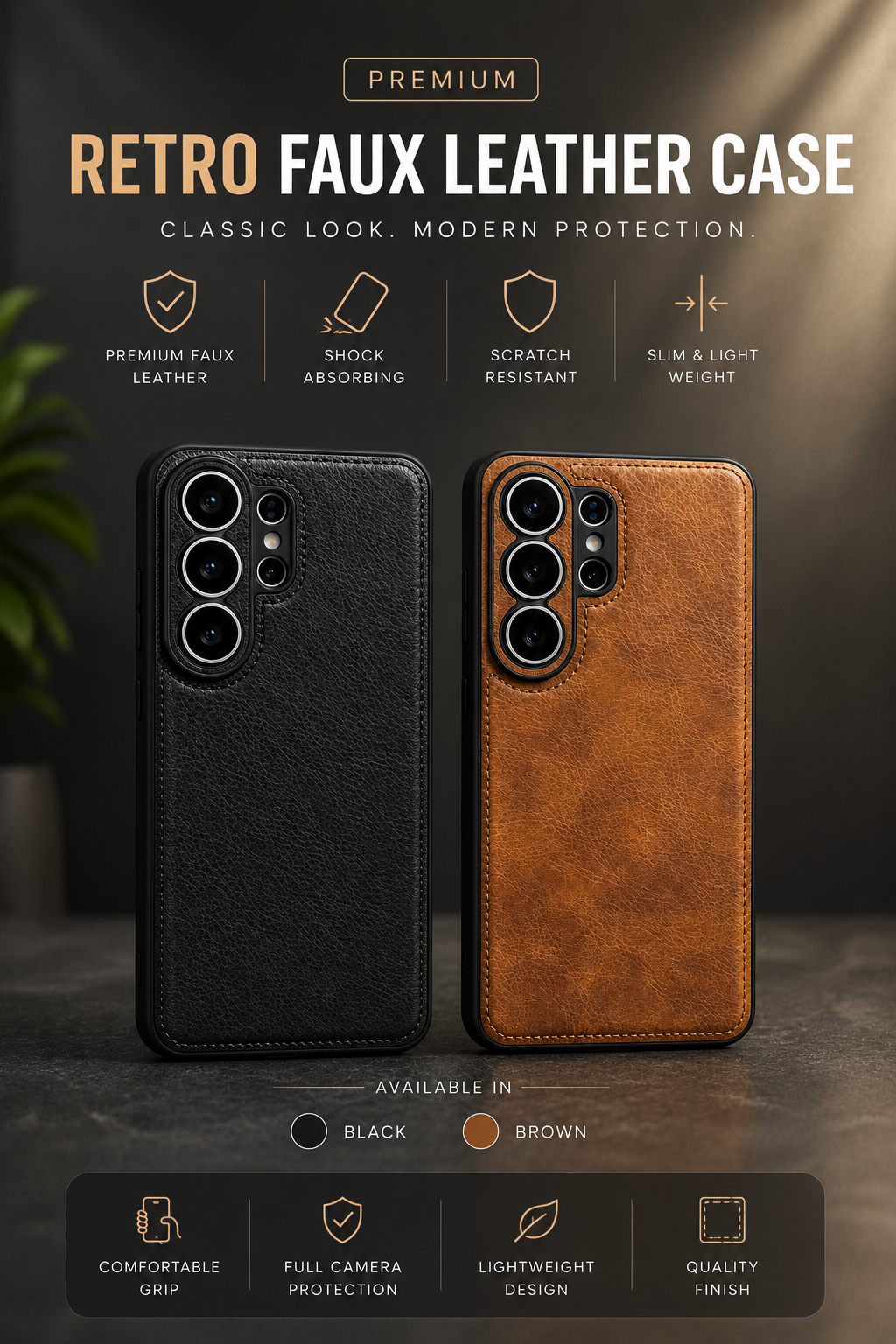 Retro Leather Case Compatible with Samsung