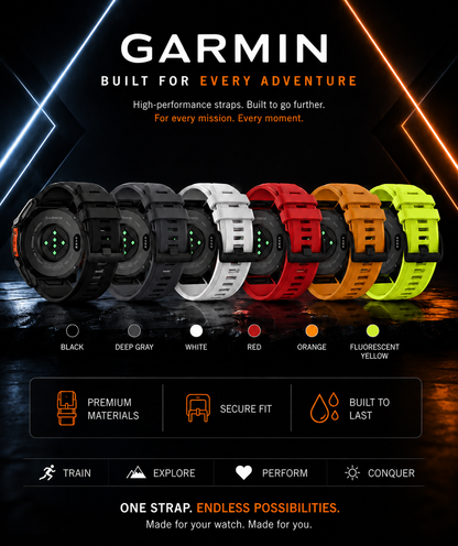 Rugged Silcone Strap Compatible with Garmin Watch